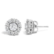 10K White Gold 1 1/2 Cttw Lab Grown Diamond Halo Stud Earrings
