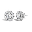 10K White Gold 3.0 Cttw Lab Grown Diamond Halo Stud Earrings