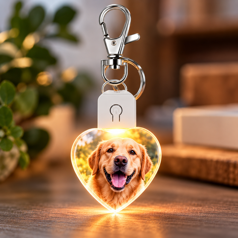 Personalized LED Heart Photo Keychain – Custom Light-Up Photo Keepsake