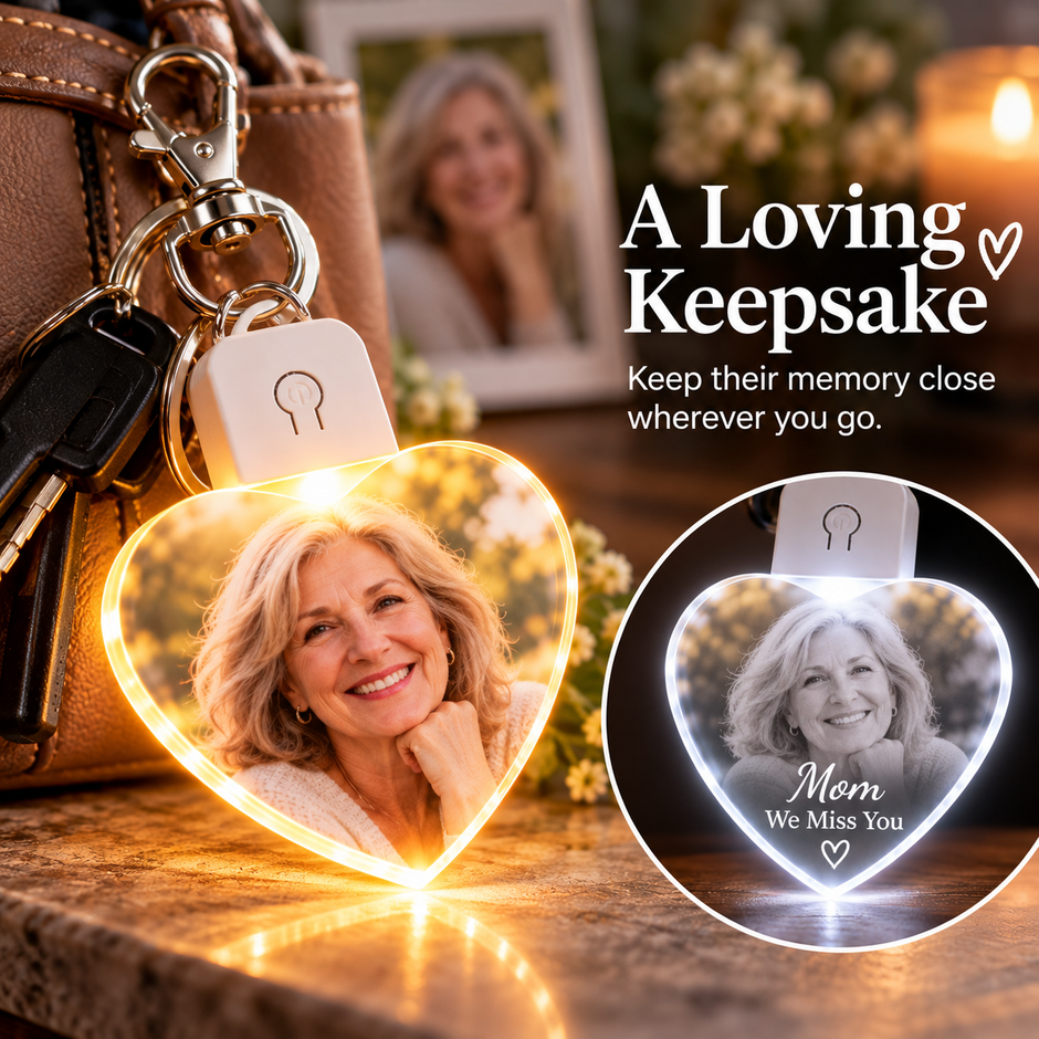 Personalized LED Heart Photo Keychain – Custom Light-Up Photo Keepsake