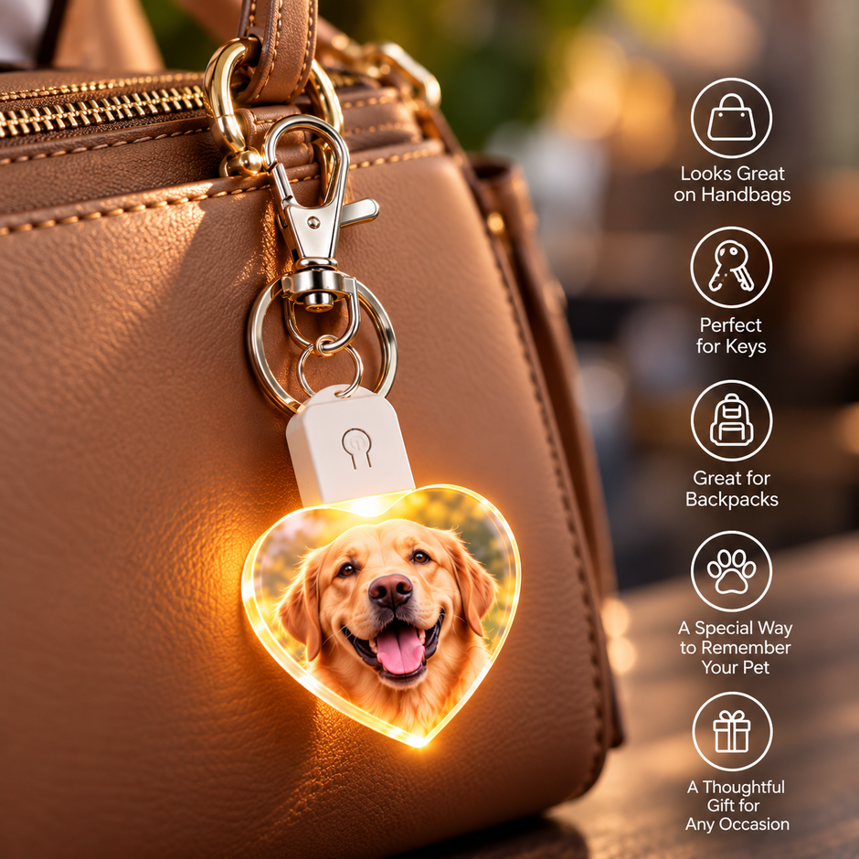 Personalized LED Heart Photo Keychain – Custom Light-Up Photo Keepsake