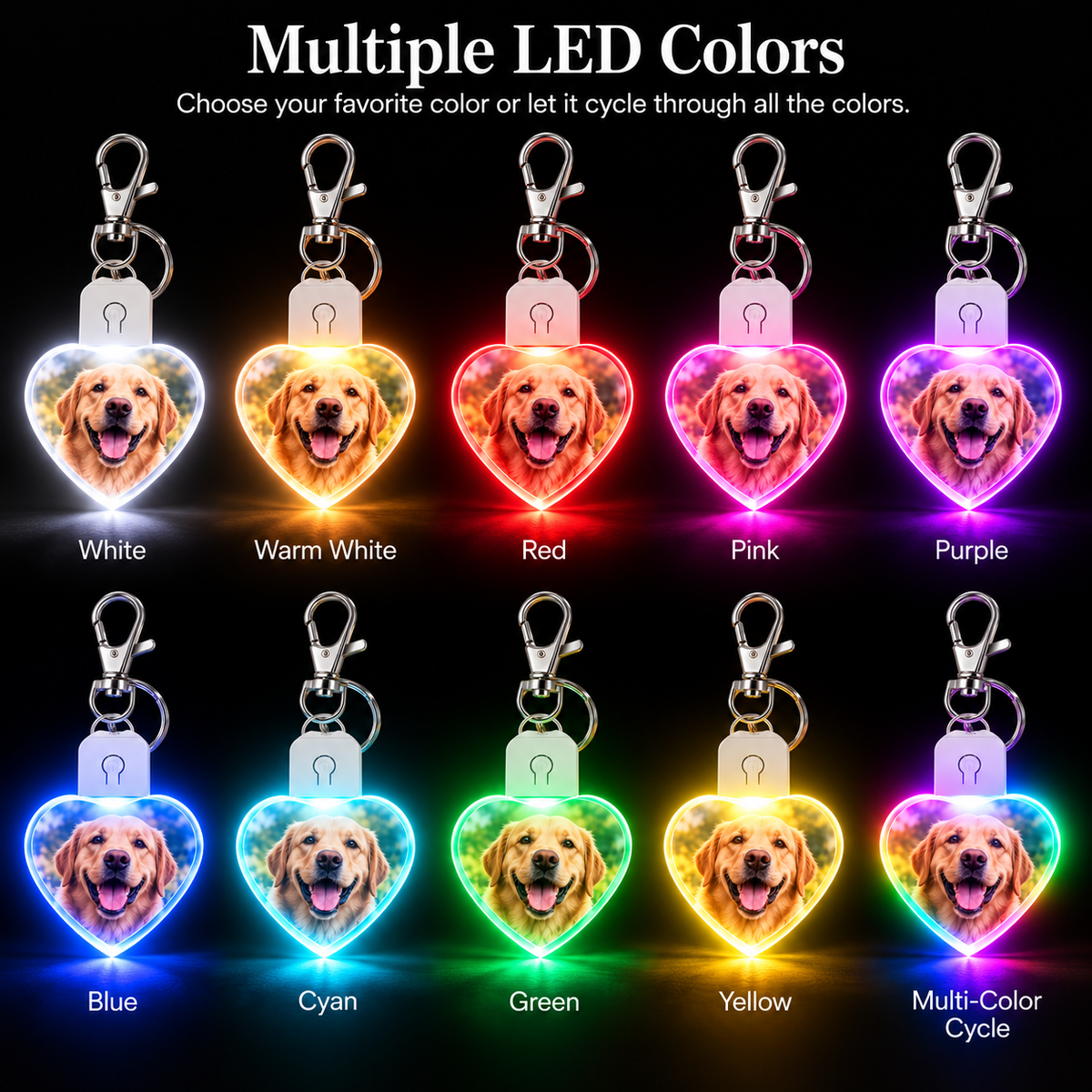 Personalized LED Heart Photo Keychain – Custom Light-Up Photo Keepsake