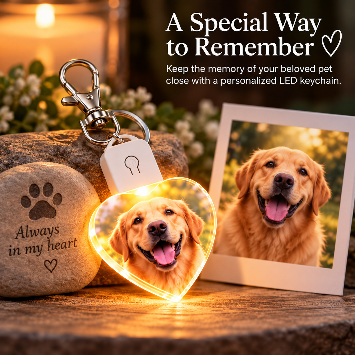 Personalized LED Heart Photo Keychain – Custom Light-Up Photo Keepsake