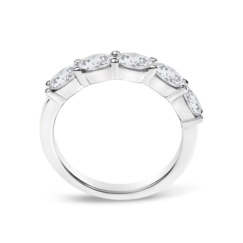 14K White Gold 1 1/4 Cttw Lab Grown Oval East West Band Ring