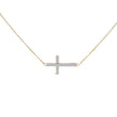 10K Yellow Gold 1/5 Cttw Diamond Sideways Cross Pendant Necklace