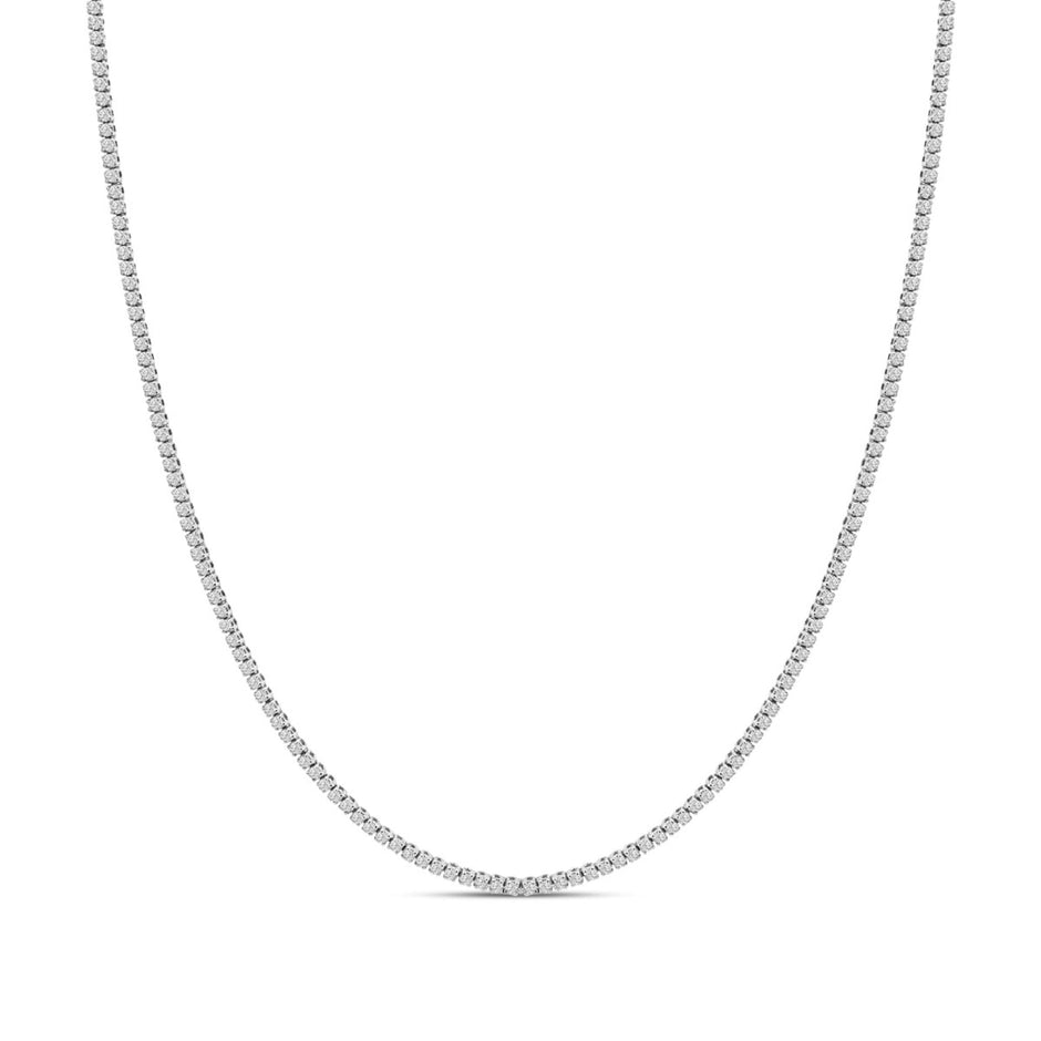 14K White Gold 3.0 Cttw Diamond Tennis Necklace