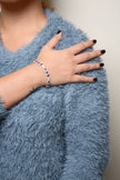 18K White Gold 1 3/4 Cttw Diamond and 3x3mm Round Blue Sapphire Gemstone Floral Link Bracelet (G-H Color, SI1-SI2 Clarity) - Size 7