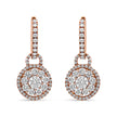 18K Rose Gold 1 1/2 Cttw Round Shaped Diamond Composite Drop and Dangle Leverback Earrings (F-G Color, VS1-VS2 Clarity)