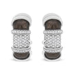 18K White Gold Flash Plated .925 Sterling Silver Clear Graphite Grey Enamel 5/8 Cttw Round Diamonds Huggie Hoop Earrings (F-G Color, VS1-VS2 Clarity)