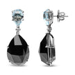 18K White Gold 1/5 Cttw Diamond with Pear Cut Sky Blue Topaz and Pear-Cut Black Onyx Gemstone Dangle Earring (G-H Color, SI1-SI2 Clarity)