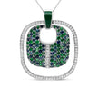 .925 Sterling Silver Green Enamel Pendant with 1/2 Cttw Diamond, Sapphire, and Tsavorite Openwork Statement 18