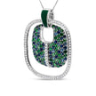 .925 Sterling Silver Green Enamel Pendant with 1/2 Cttw Diamond, Sapphire, and Tsavorite Openwork Statement 18
