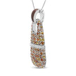 .925 Sterling Silver Brown Enamel 1 Cttw White and Brown Diamonds and  1.5mm Yellow and Orange Sapphire Gemstones Statement 18