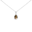 10K Yellow Gold Plated Sterling Silver Mixed Color Diamond Accent Pear Halo Pendant Necklace