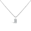 14K White Gold 3/4 Cttw Lab Grown Emerald Cut Solitaire Diamond Pendant Necklace