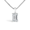 14K White Gold 3/4 Cttw Lab Grown Emerald Cut Solitaire Diamond Pendant Necklace