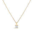 14K Yellow Gold 1/2 Cttw Lab Grown Princess Diamond Solitaire Pendant Necklace