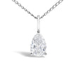 14K White Gold 3/4 Cttw Lab Grown Pear Diamond Solitaire Pendant Necklace