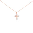 10K Rose Gold Plated Sterling Silver 1/6 Cttw Diamond Double Loop Cross Pendant Necklace