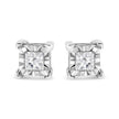 .925 Sterling Silver 1/2 Cttw Miracle Set Princess-cut Diamond Solitaire Stud Earrings (H-I Color, SI2-I1 Clarity)