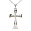 .925 Sterling Silver 1/10 Cttw Round Diamond Cross Pendant Necklace