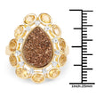 5.14 Carat Genuine Bronze Drusy and Citrine .925 Sterling Silver Ring