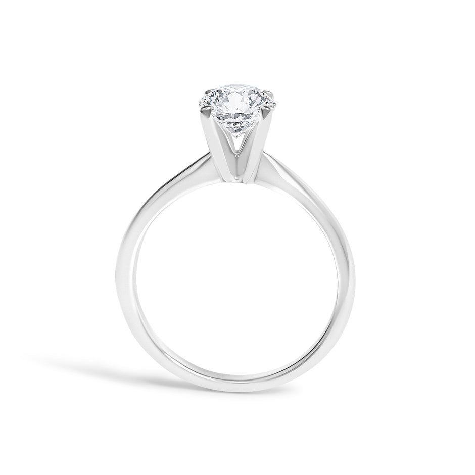 14K White Gold 1.00 Cttw Round Lab Grown Diamond Solitaire Ring
