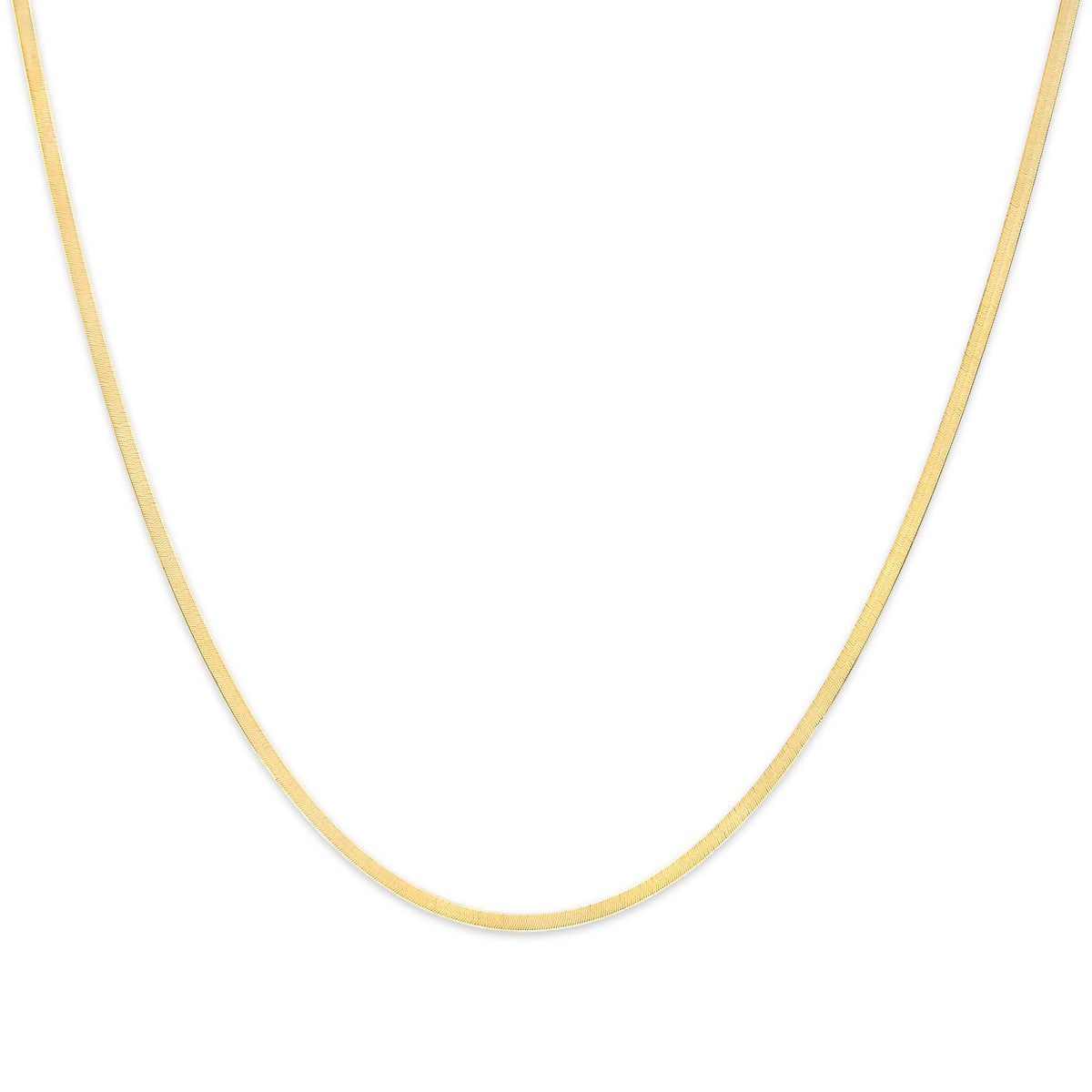 Unisex Solid 14K Yellow Gold 2.8mm Imperial Herringbone Chain Necklace - 18