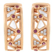 14K Rose Gold 1/6 Cttw Diamond and Pink Tourmaline White Enamel Geometric Hoop Earrings