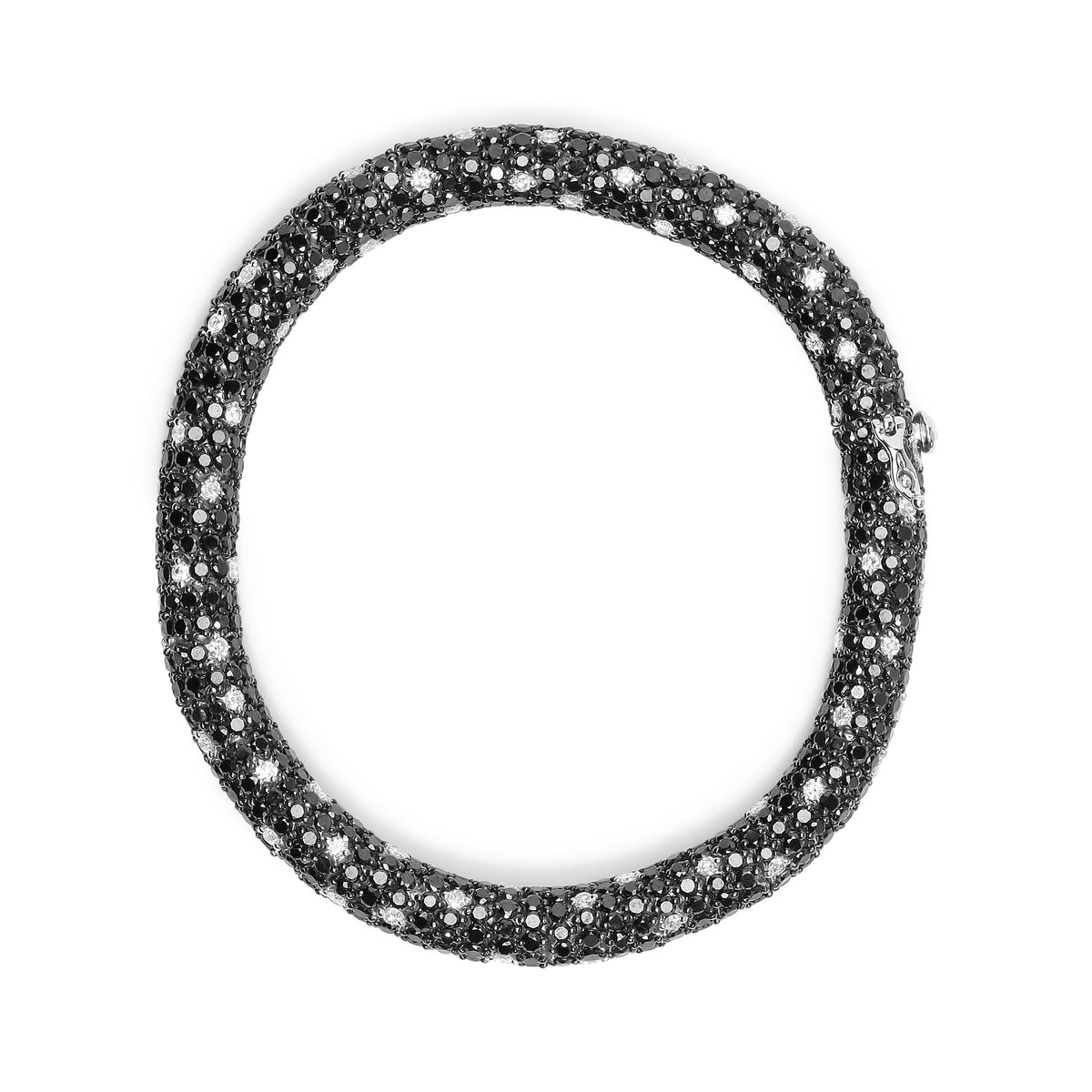 18K White Gold 20.0 Cttw Black and White Pave Set Diamond Eternity Snake Skin Style Tennis Bracelet (Black and G-H Color, SI1-SI2 Clarity) - Size 7