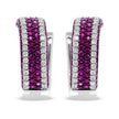 18K White Gold 1 7/8 Cttw Diamond and 1mm Round Red Ruby Open Swish Hoop Earrings (F-G Color, VS1-VS2 Clarity)