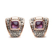 18K Rose Gold 1 1/2 Cttw Round Diamond and 7mm Cushion Cut Purple Amethyst Gemstone Geometrical Statement Stud Earrings (Brown and G-H Color, SI1-SI2 Clarity)