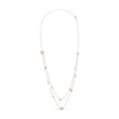 18K Rose Gold 1/2 Cttw Diamond and Freshwater Pearl Double Strand Station Necklace  (G-H Color, SI1-SI2 Clarity) - Adjustable up to 16