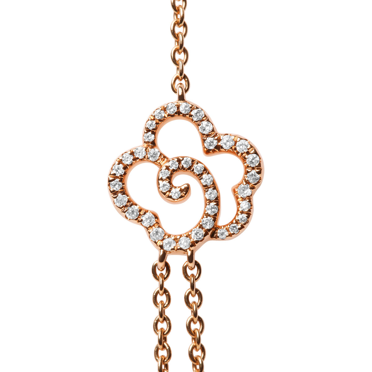 18K Rose Gold 1/2 Cttw Diamond and Freshwater Pearl Double Strand Station Necklace  (G-H Color, SI1-SI2 Clarity) - Adjustable up to 16