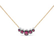 18K Rose Gold 3/4 Cttw Pave Diamonds and Graduated Red Ruby Gemstone Curved Bar Choker Necklace (G-H Color, SI1-SI2 Clarity) - Adjustable up to 14