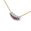 18K Rose Gold 3/4 Cttw Pave Diamonds and Graduated Red Ruby Gemstone Curved Bar Choker Necklace (G-H Color, SI1-SI2 Clarity) - Adjustable up to 14