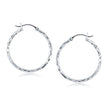 14k White Gold Diamond Cut Hoop Earrings