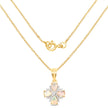 14K Yellow Gold Plated 1.19 Carat Genuine Ethiopian Opal and White Topaz .925 Sterling Silver Pendant