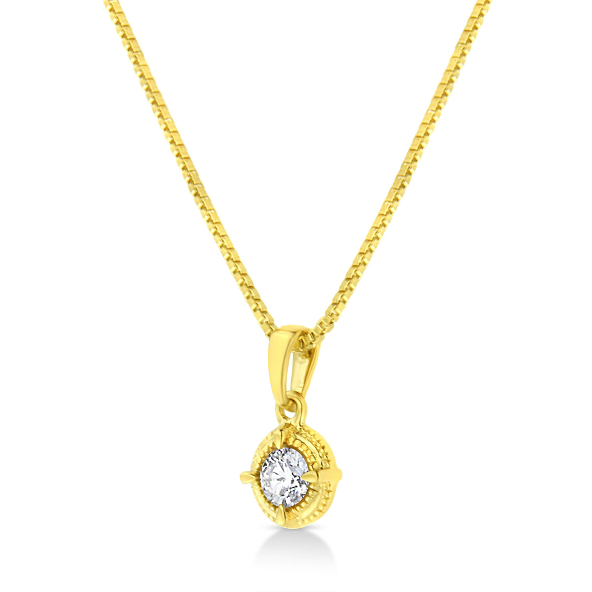 14K Yellow Gold Plated .925 Sterling Silver 1/2 Cttw Brilliant Round Cut Diamond Solitaire Milgrain 18