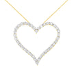 10k Yellow Gold Plated .925 Sterling Silver 3.0 cttw Round-Cut Diamond Open Heart Pendant Necklace (J-K Color, I1-I2 Clarity) - 18
