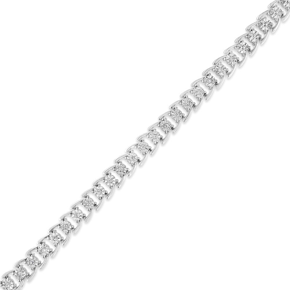 .925 Sterling Silver 1/4 Cttw Miracle Set Round Diamond Composite Open Linked Composite Line Bracelet (I-J Color, I3-Promo Clarity) - 7.5