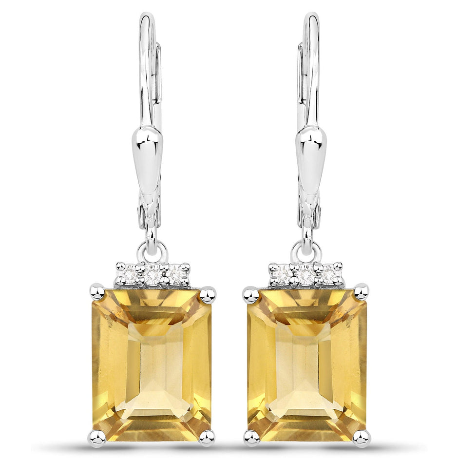 5.63 Carat Genuine Citrine and White Topaz .925 Sterling Silver Earrings