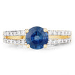 1.29 Carat Genuine Blue Sapphire and White Diamond 14K Yellow Gold Ring