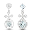 4.42 Carat Genuine Aquamarine and White Zircon .925 Sterling Silver Earrings