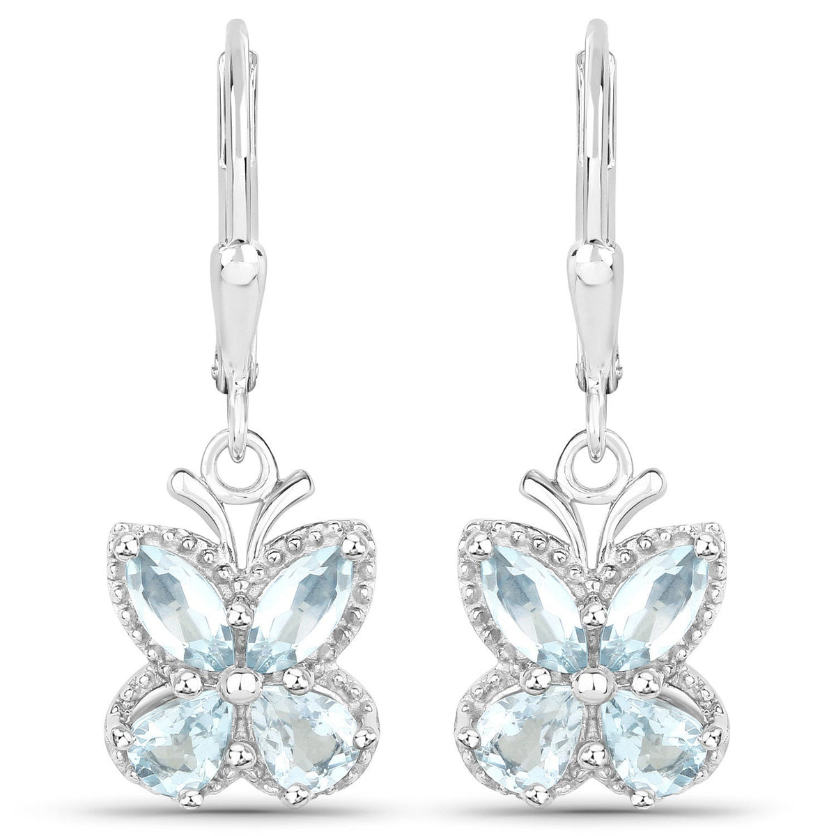 1.76 Carat Genuine Aquamarine .925 Sterling Silver Earrings