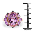 14K Yellow Gold Plated 5.25 Carat Genuine Amethyst, Rhodolite and Blue Diamond .925 Sterling Silver Ring
