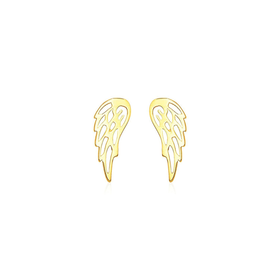 14k Yellow Gold Polished Wing Post Earrings