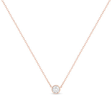 .925 Sterling Silver 1/2 Cttw Diamond Bezel 18" Pendant Necklace (I-J Color, I2-I3 Clarity)