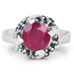 3.70 Carat Glass Filled Ruby and Blue Sapphire .925 Sterling Silver Ring