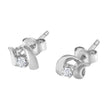 10K White Gold 1/10 Cttw Round Brilliant-Cut Diamond Espira Swirls Solitaire Push Back Stud Earrings (I-J Color, I1-I2 Clarity)
